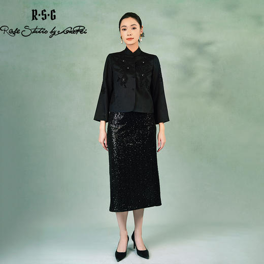 郭培成衣品牌精品系列重工珠片繁花刺绣立领对襟短外套 商品图4