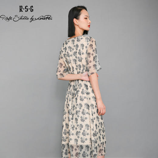 RSG郭培成衣品牌法式复古花纹连衣裙显瘦减龄长裙 商品图4
