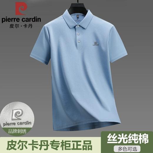 【品牌定制】皮尔卡丹短袖POLO衫男翻领丝光纯棉刺绣半袖T恤男纯色三粒扣上衣 商品图2