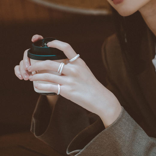 【于文文同款】alodia.co 品牌直发 溺星戒指 925银细闪砂工艺闪耀璀璨素圈开口可调节 商品图2