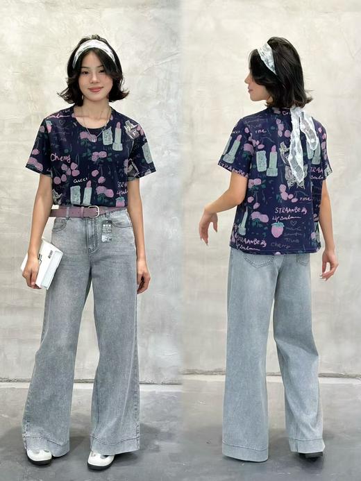 T56320#复古数码印花百搭T恤 商品图0