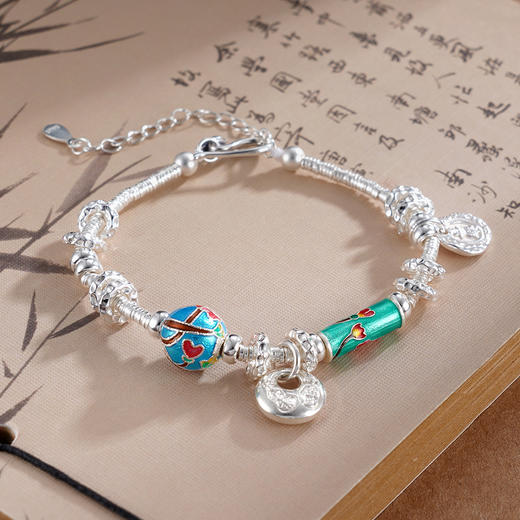 子佩集S925银【花信年华】手链【SL01018】纯银钱串腰缠万贯珐琅彩盘缠盘缠2504 商品图2