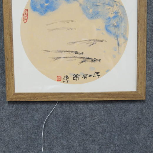 梁江《年年有余》国画原作28CM*28CM 手绘宣纸作品含框 商品图4