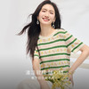 熙世界甜美风提花条纹针织衫女夏季薄款短袖亚麻冰丝上衣夏日穿搭 商品缩略图1