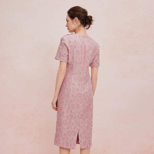 QF871斯尔丽2025夏季新款礼服商场同款礼服提花面料立体手工缝制连衣裙 商品图1