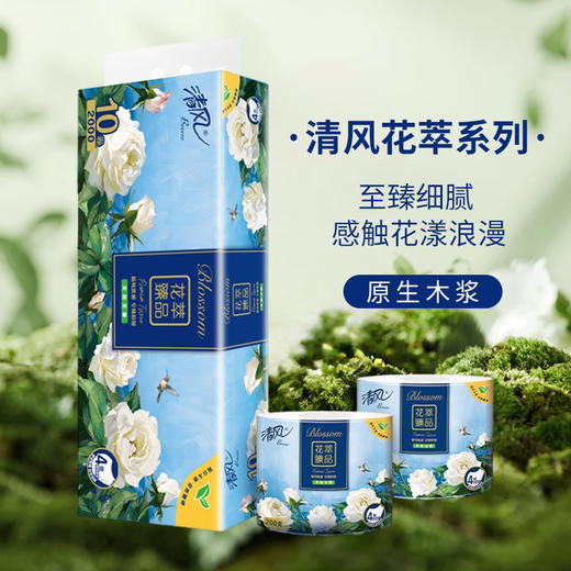 清风牌花萃有芯10卷卷筒卫生纸2000g 【原生木浆】 商品图0