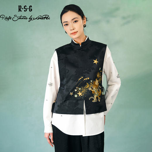 郭培成衣品牌精品系列新中式醒狮滚绣球刺绣马甲 商品图2