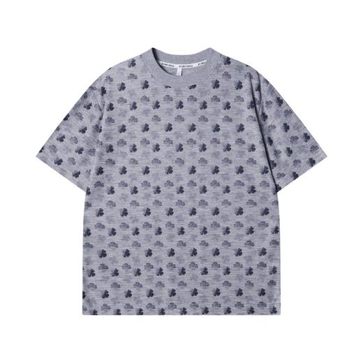 T3171夏季高级感新款韩系满印四叶草短袖T恤情侣宽松潮流休闲圆领上衣 商品图1