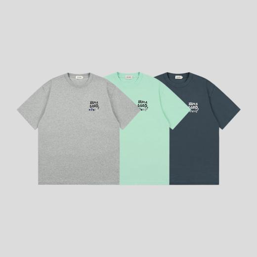 GOODBAI Have a Good Rest slogan印花撞色圆领oversize短袖T恤 商品图0