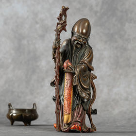 清	木胎髹漆寿星人物摆件