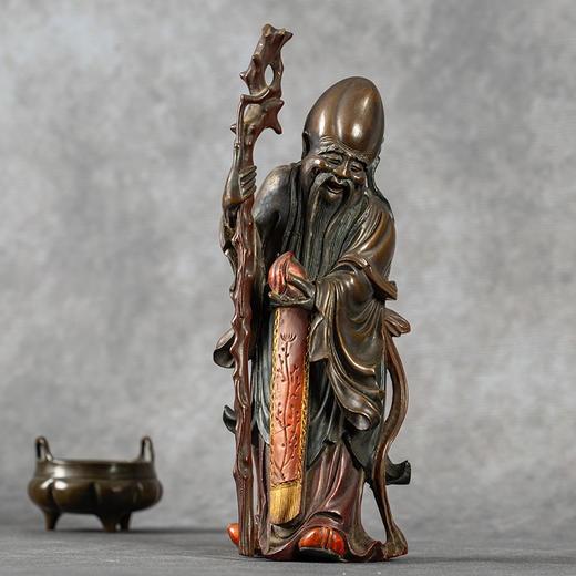 清	木胎髹漆寿星人物摆件 商品图0