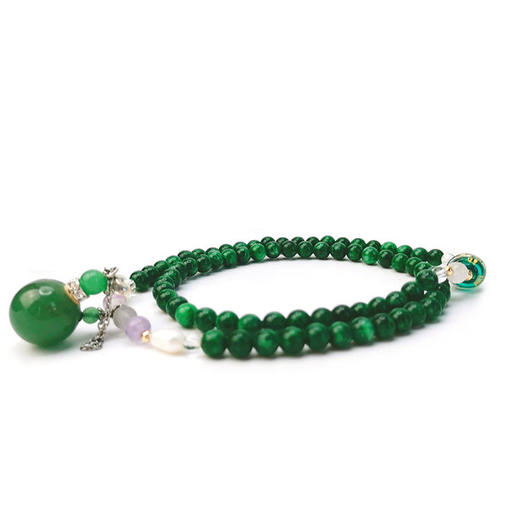 绀青东陵玉三圈扩香手串/项链 天然玉石扩香 翠绿清新 商品图4