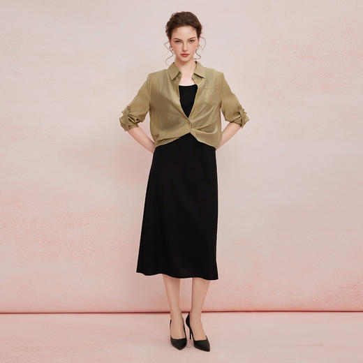 QF853斯尔丽2025新款设计感衬衣宽松休闲搭配无袖连衣裙套装连衣裙 商品图7