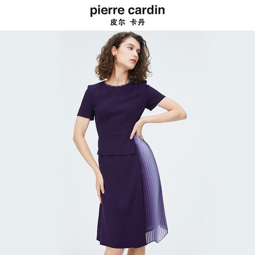 [皮尔卡丹女装]连衣裙蕾丝淑女网纱短袖通勤百搭A字裙 商品图3