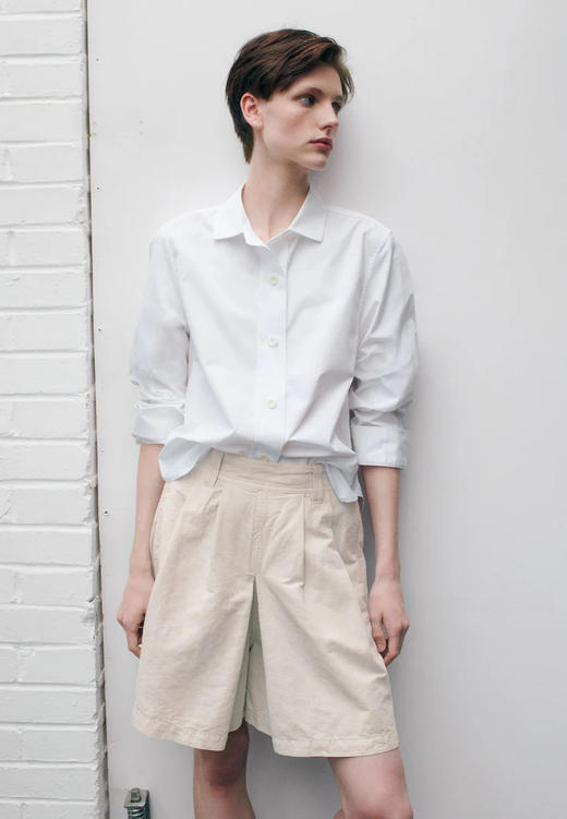 MHL  石灰色/碳灰色棉麻双褶短裤 商品图0