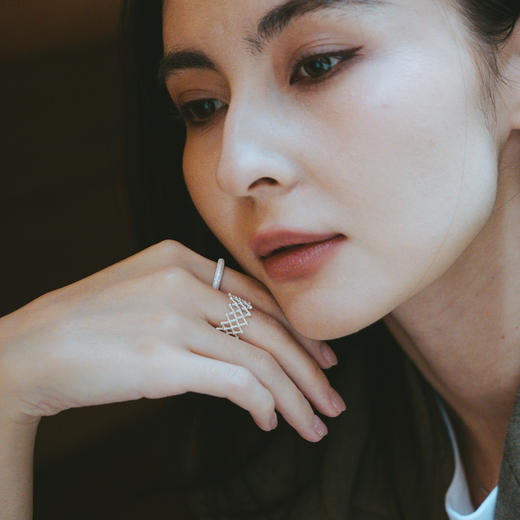 【明星同款】alodia.co 品牌直发 纱织蕾丝戒指 925银网纱编织工艺开口可调节 商品图3