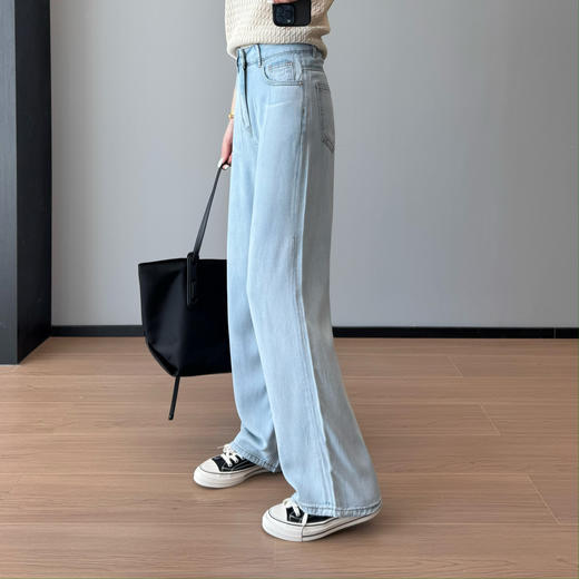 裤王水墨灰!2025新款100天丝垂顺质感高腰显瘦薄款窄版直筒牛仔裤! 商品图1