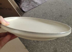 拉丝米黄直边浅盘 8寸