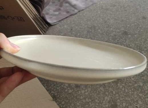 拉丝米黄直边浅盘 8寸 商品图0