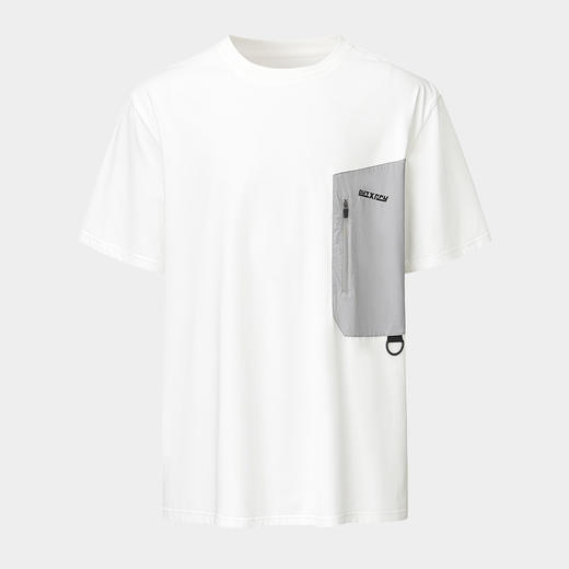 puzxrry男士短袖t恤白色夏季新款圆领休闲运动宽松凉感男士体恤衫 商品图3