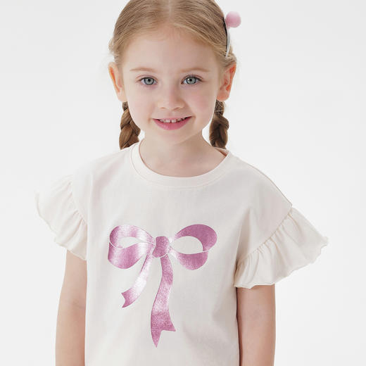 【凉感】马克珍妮女童甜美花边袖短袖T恤 宝宝上衣夏装新款550772 商品图4