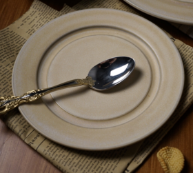 拉丝米黄浅盘 7寸