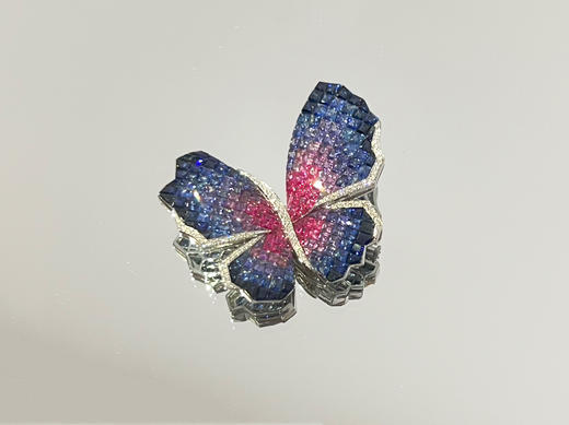 「蝴蝶」 彩色蓝宝石钻石隐形镶嵌胸针 商品图2