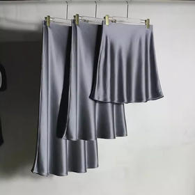 大象灰日本进口嵿级三醋酸半身裙女!2025春缎面丝滑半裙A字气质中长裙!