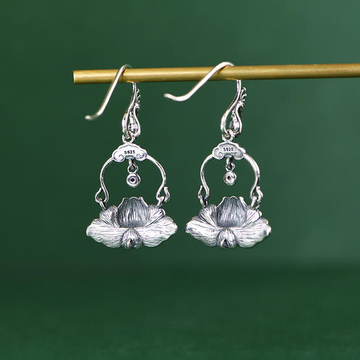 【踏波望莲】S925银珐琅景泰蓝工艺莲花耳坠【SCH-SY33253】 商品图2