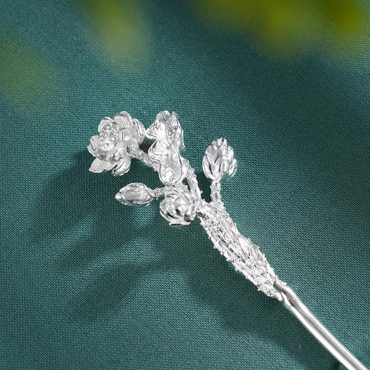 子佩集S990银【莲香妙凝】发簪【CA0011-2】纯银莲花荷花2504 商品图5