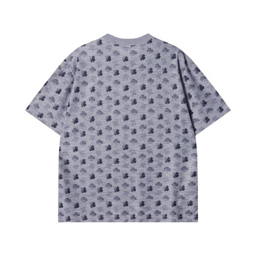 T3171夏季高级感新款韩系满印四叶草短袖T恤情侣宽松潮流休闲圆领上衣 商品图5