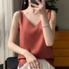 奥伊米夏季女奢华光泽丝滑仿真丝百搭V领一字领背心吊带 商品缩略图3