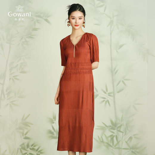 乔万尼新款连衣裙重工压褶设计收腰显瘦EM2E727 商品图4