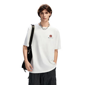 【陈立农同款】IDEVERRAY2025夏季新款花卉字母印花休闲情侣装圆领短袖男宽松t恤21MSL-ID25SSFAT016