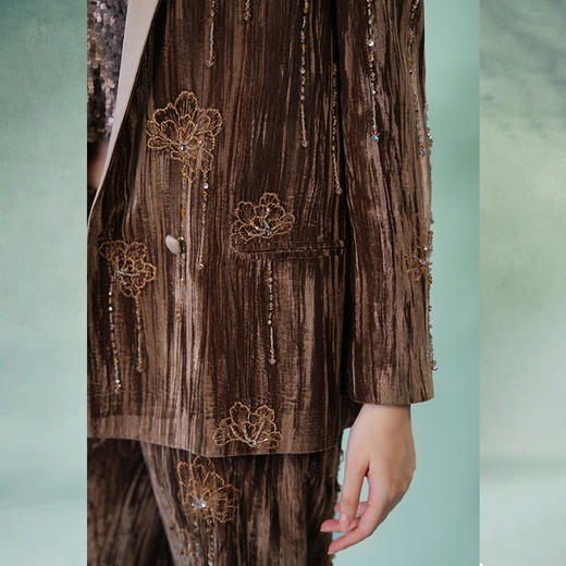 郭培成衣品牌精品系列重工芙蓉花丝绒西服套装 商品图1