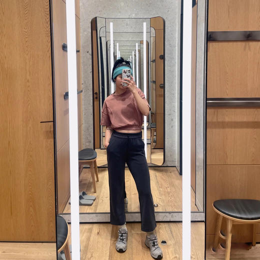 洛诗琳20559夏季新款小个子简约纯色抽绳高腰直筒显瘦七分裤2338 商品图4