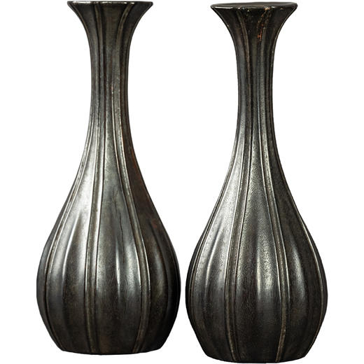 清	紫檀瓜棱形花插（一对） 商品图5