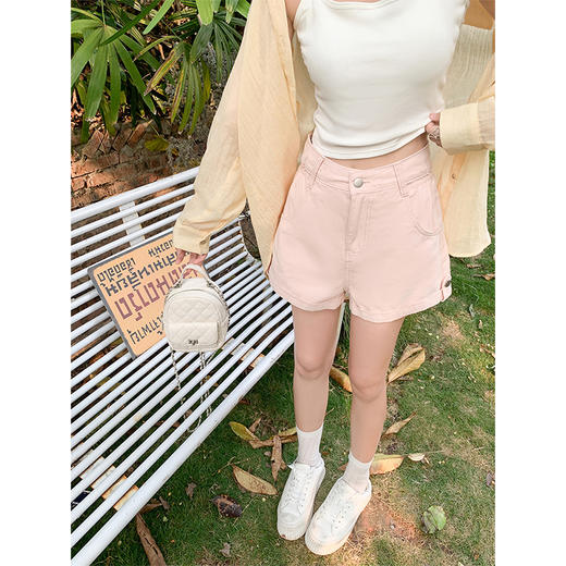 【129元任选2件】现货！简约高腰宽松显瘦牛仔短裤 商品图1