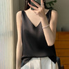 奥伊米夏季女奢华光泽丝滑仿真丝百搭V领一字领背心吊带 商品缩略图2