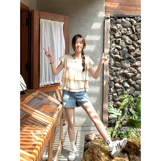 <曾小咸推荐>3.25现货秒杀 ！微信超特价！小飞袖花边衬衫 日常149.99 立减70 秒杀79.99！！ 商品图2