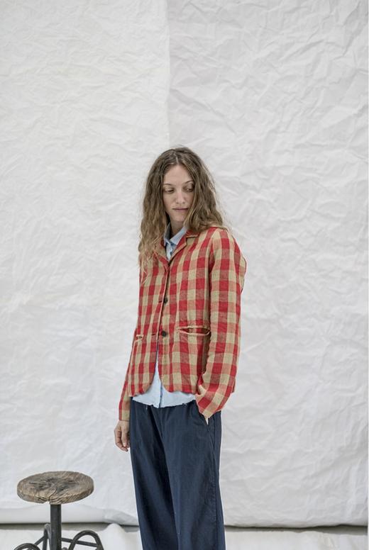 (5折) AEQUAMENTE 圆弧下摆格纹夹克短外套 商品图13