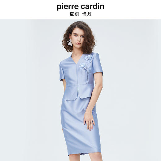 [皮尔卡丹女装]卡丹女装新品法式小黑裙V领长袖优雅长袖连衣裙 商品图3