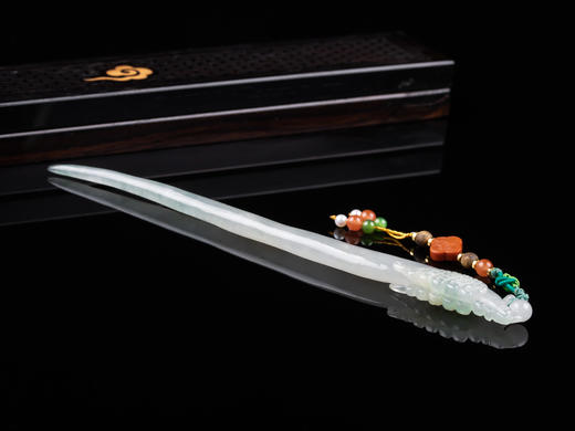 新中式国风冰种翡翠凤头发簪一对 商品图6