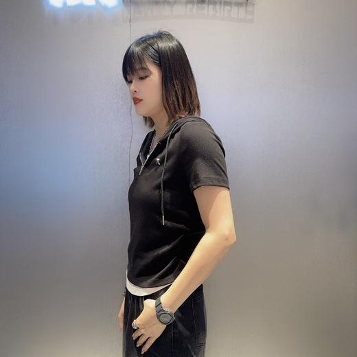 MC连帽拉链短袖针织T恤50321（黑）夏季152530010321 商品图2