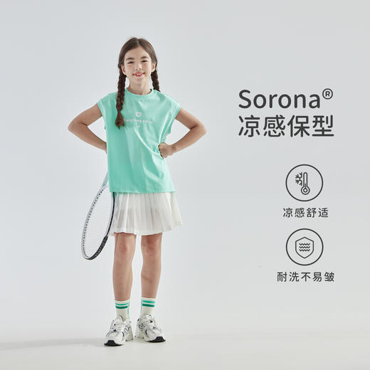 cicochild2025夏新款亲子中大女童小薄荷凉感抗菌连肩短袖T恤 商品图1