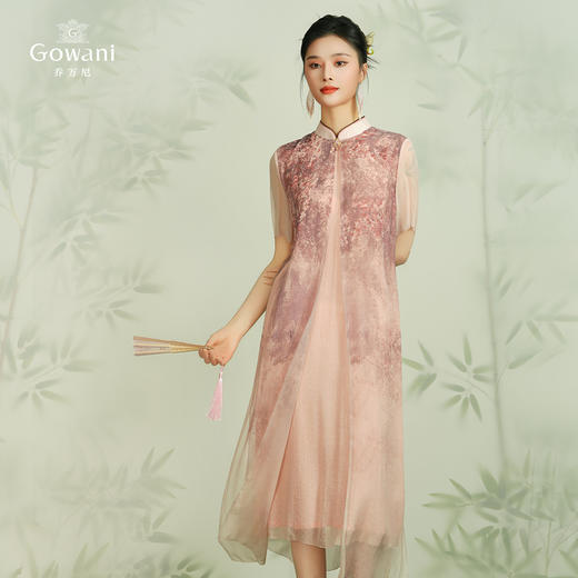 乔万尼真丝连衣裙桑蚕丝100%新中式假两件设计EM2E873 商品图3