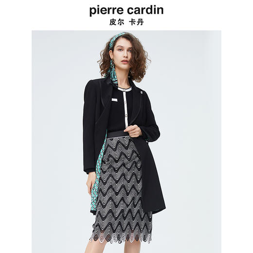 [皮尔卡丹女装]连衣裙秋冬假两件拼接羊毛通勤A字裙 商品图3