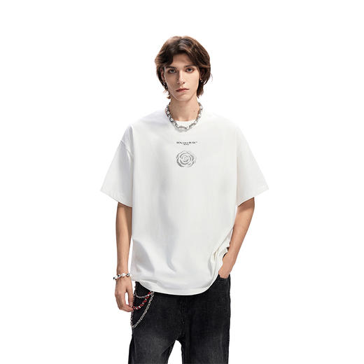 IDEVERRAY夏季2025新款花卉字母印花休闲情侣装圆领短袖男女士潮流t恤21MSL-ID25SSFAT013 商品图1