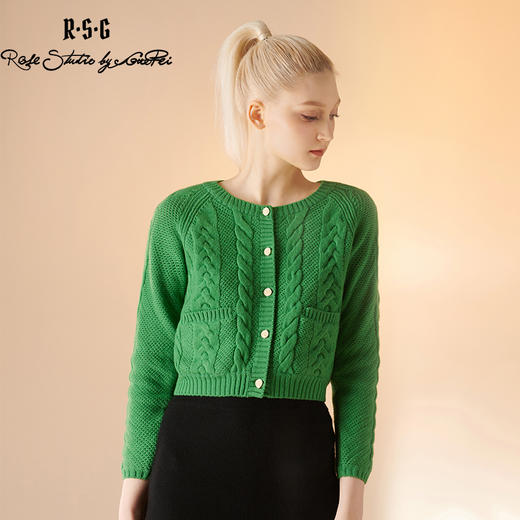 RSG郭培成衣品牌纯羊毛编织开衫长袖薄毛衣外套上衣 商品图0