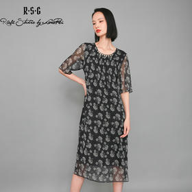 RSG郭培成衣品牌法式复古花纹连衣裙显瘦减龄长裙